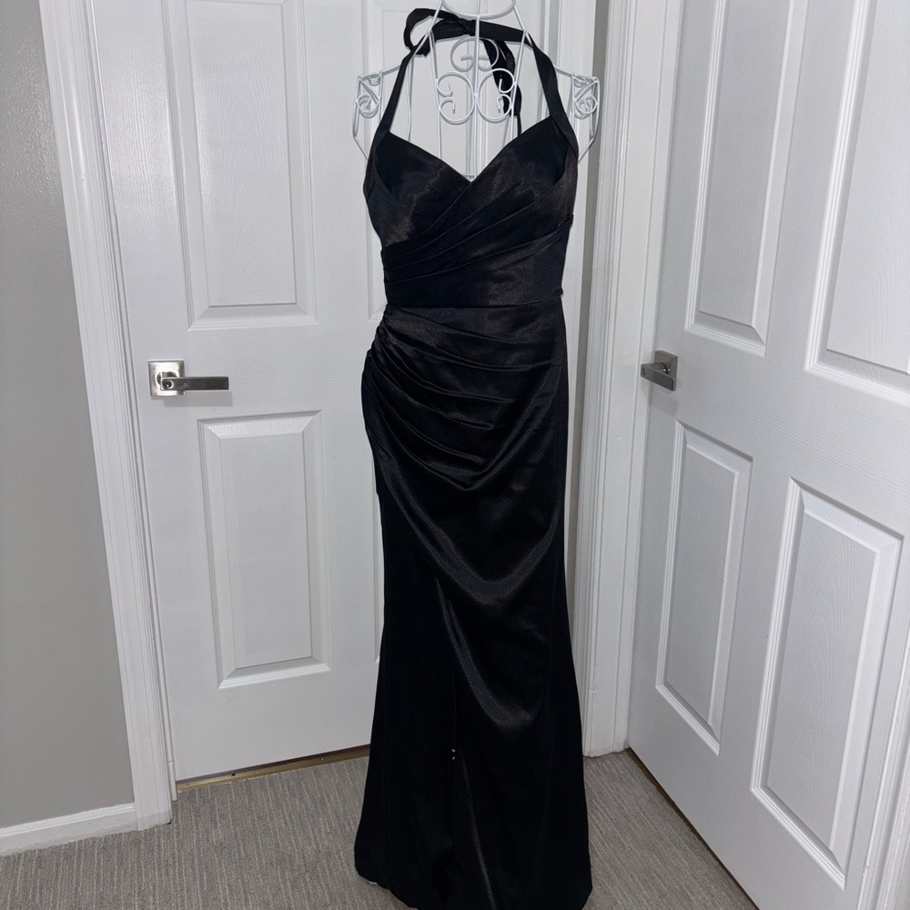 Azazie Black Backless Halter Dress